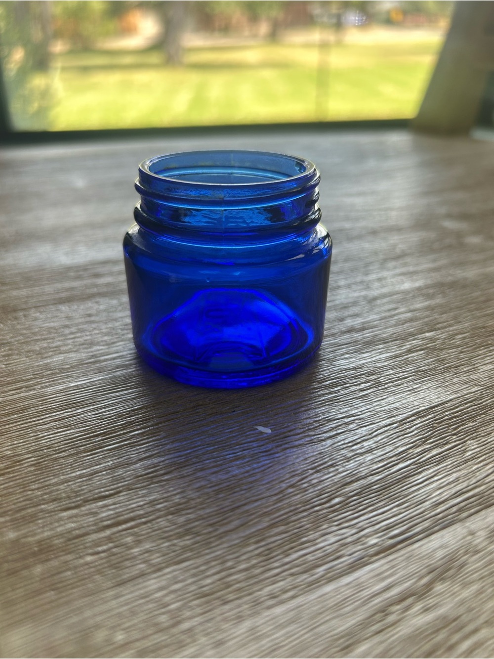 Antique Cobalt Blue Glass Noxzema Apothecary Jar - Great for ring earrings small - Picture 6 of 10